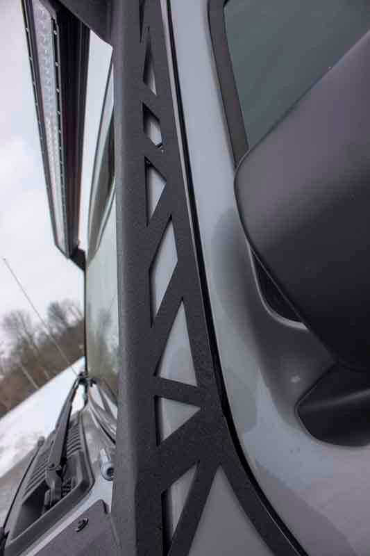 Jeep Wrangler Unlimited JLU Light Mounting Brackets - Windshield - Fishbone Offroad - Black Textured Powder Coat - `18-`27